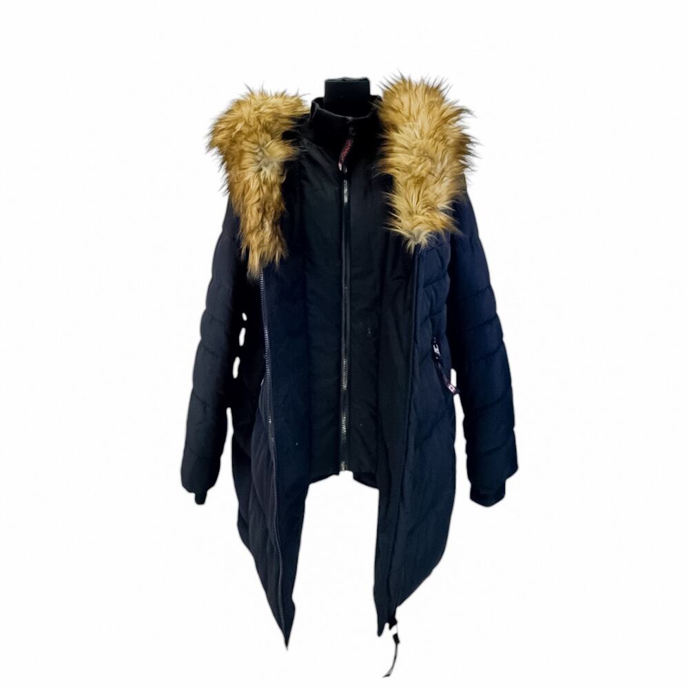 Canada Weather Gear Black Faux Fur Hood Insulated Puffer Winter Coat Women's L